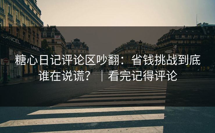 糖心日记评论区吵翻：省钱挑战到底谁在说谎？｜看完记得评论
