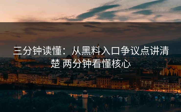 三分钟读懂：从黑料入口争议点讲清楚 两分钟看懂核心