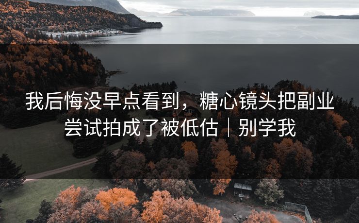 我后悔没早点看到，糖心镜头把副业尝试拍成了被低估｜别学我