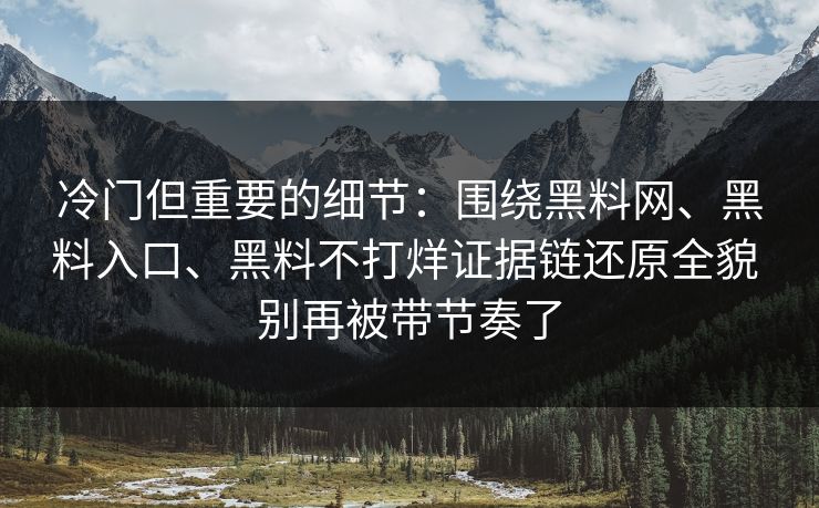 冷门但重要的细节：围绕黑料网、黑料入口、黑料不打烊证据链还原全貌 别再被带节奏了
