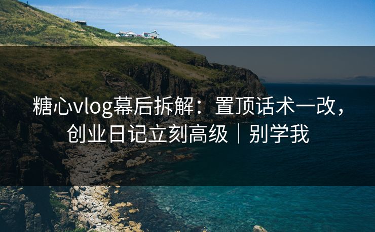 糖心vlog幕后拆解：置顶话术一改，创业日记立刻高级｜别学我