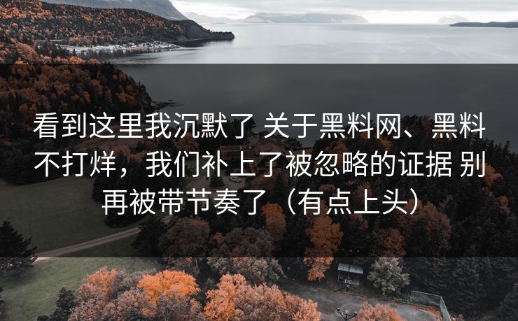 看到这里我沉默了 关于黑料网、黑料不打烊，我们补上了被忽略的证据 别再被带节奏了（有点上头）