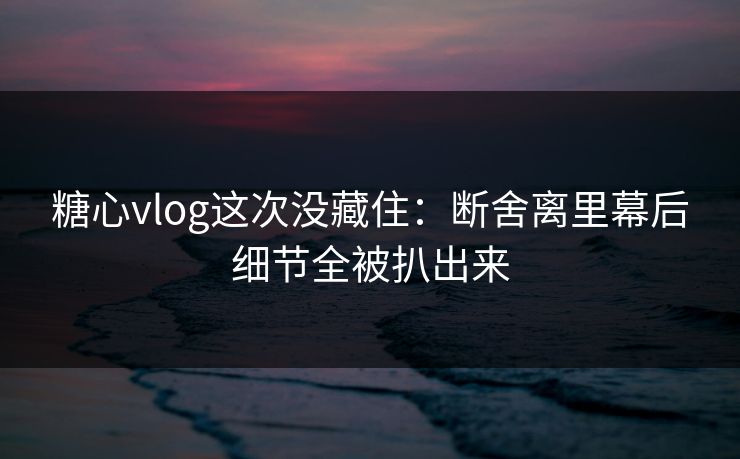糖心vlog这次没藏住：断舍离里幕后细节全被扒出来