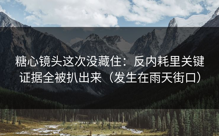 糖心镜头这次没藏住：反内耗里关键证据全被扒出来（发生在雨天街口）